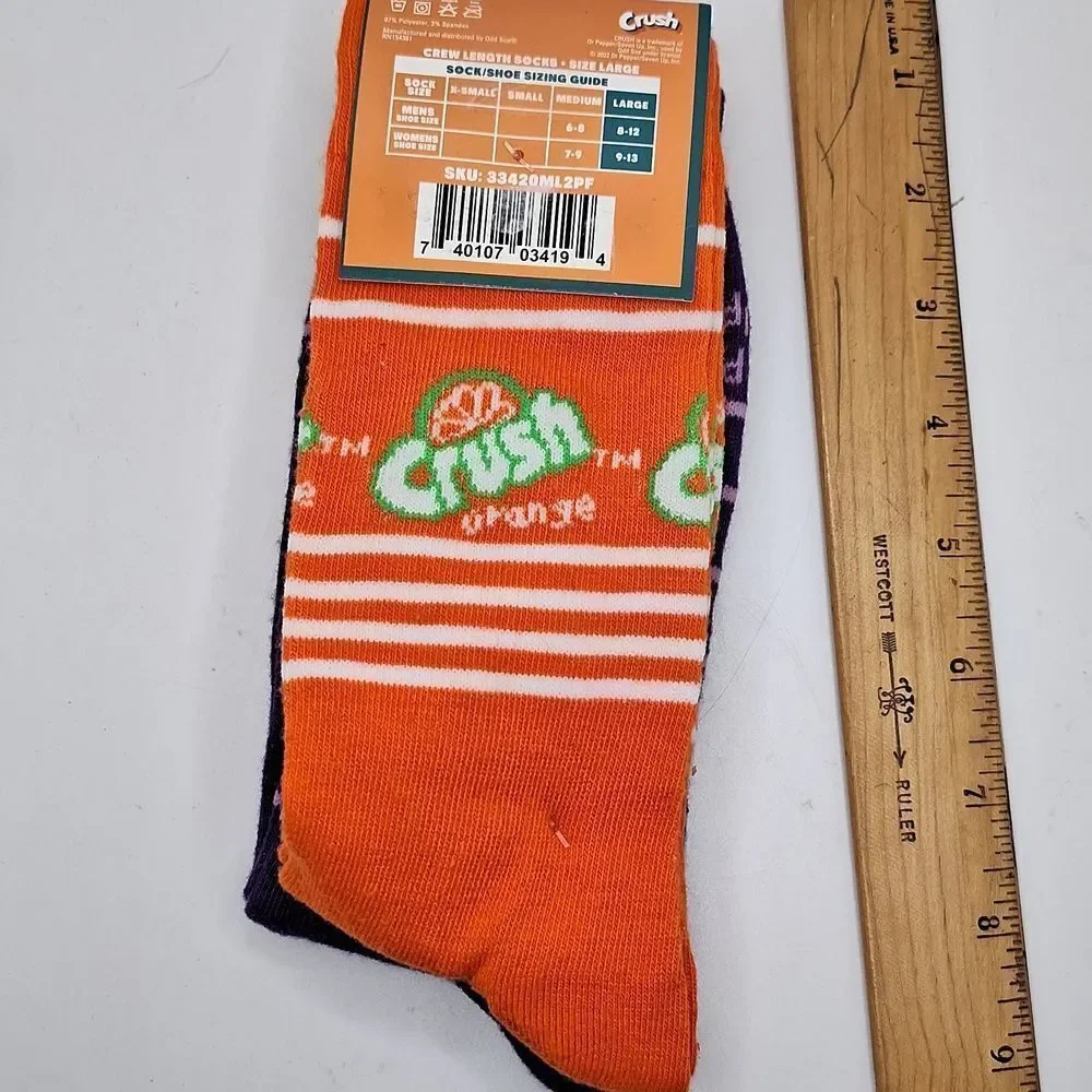 Crush orange and grape soda cream socks novelty graphic design